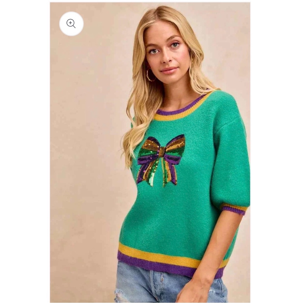 Mardi Gras Sequin Ribbon Sweater - Picture 5 of 6
